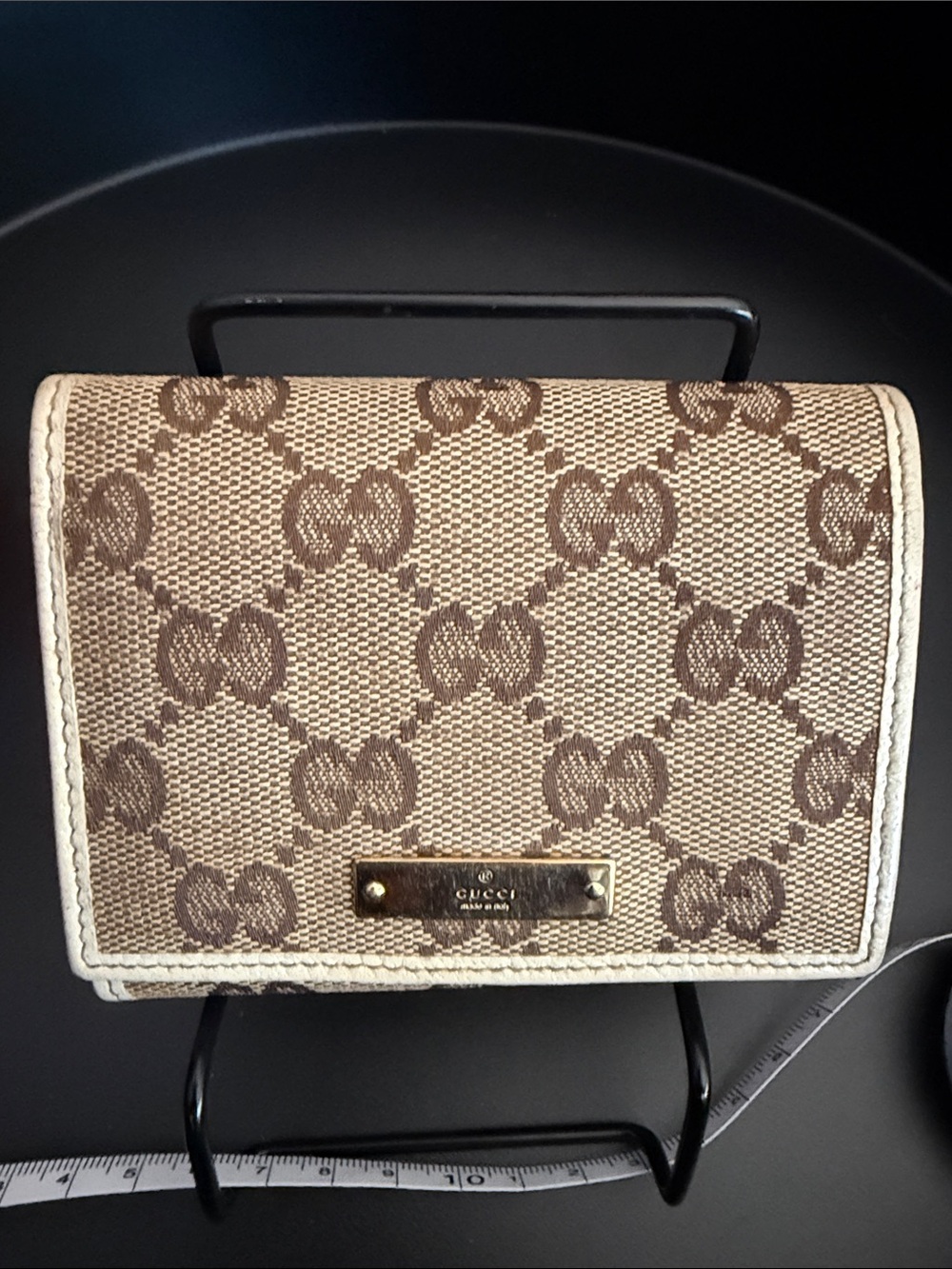 Gucci Beige and Brown GG Canvas Compact Wallet